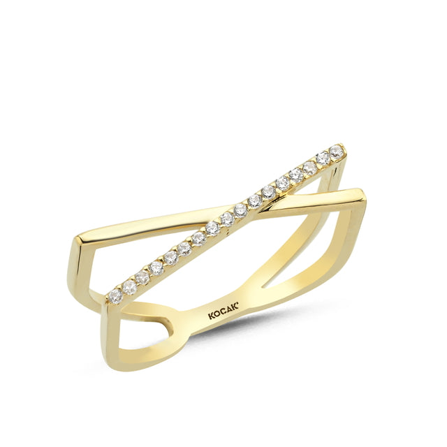 14ct Stone Set Capraz Design Gold Ring