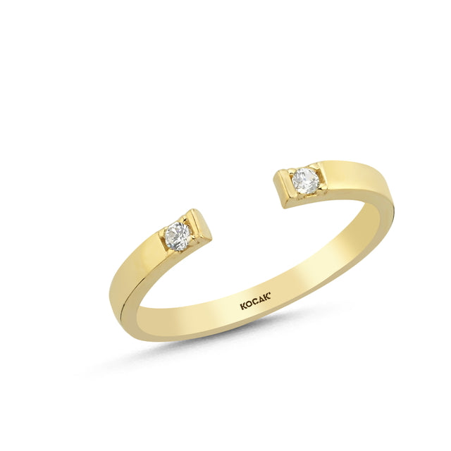 14ct Stone Set Yarim Ay Design Gold Ring