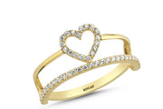 14ct Stone Set Heart Design Gold Ring