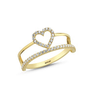 14ct Stone Set Heart Design Gold Ring