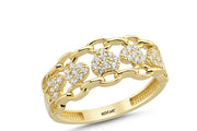 14ct Stone Set Heart Zincir Design Gold Ring