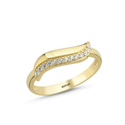 14ct Stone Set Sea Wave Design Gold Ring