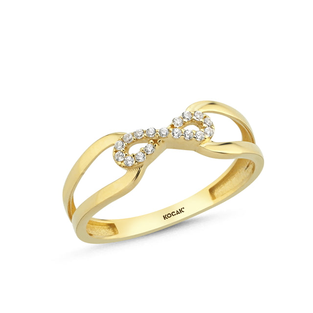14ct Stone Set Sonsuzluk Design Gold Ring