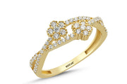14ct Stone Set Petalo Design Gold Ring