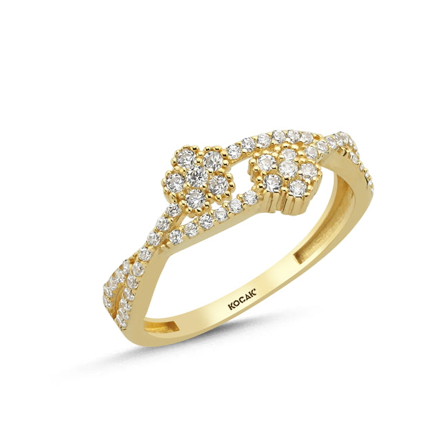 14ct Stone Set Petalo Design Gold Ring