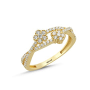 14ct Stone Set Petalo Design Gold Ring