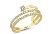 14ct Stone Set Fiore Design Gold Ring