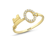 14ct Stone Set Anahtar Design Gold Ring