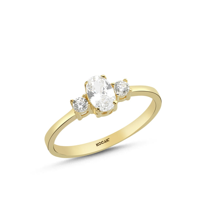 14ct Stone Set Oval Design Gold Ring