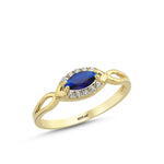Load image into Gallery viewer, 14ct Lacivert Stone Set Markiz Design Gold Ring