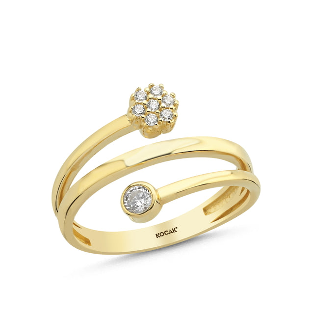 14ct Stone Set Cicek Design Gold Ring
