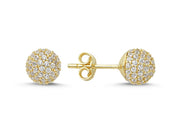 14ct Stone Set Design Ball Stud Gold Earrings