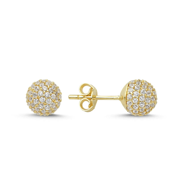 14ct Stone Set Design Ball Stud Gold Earrings
