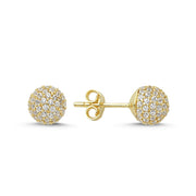 14ct Stone Set Design Ball Stud Gold Earrings
