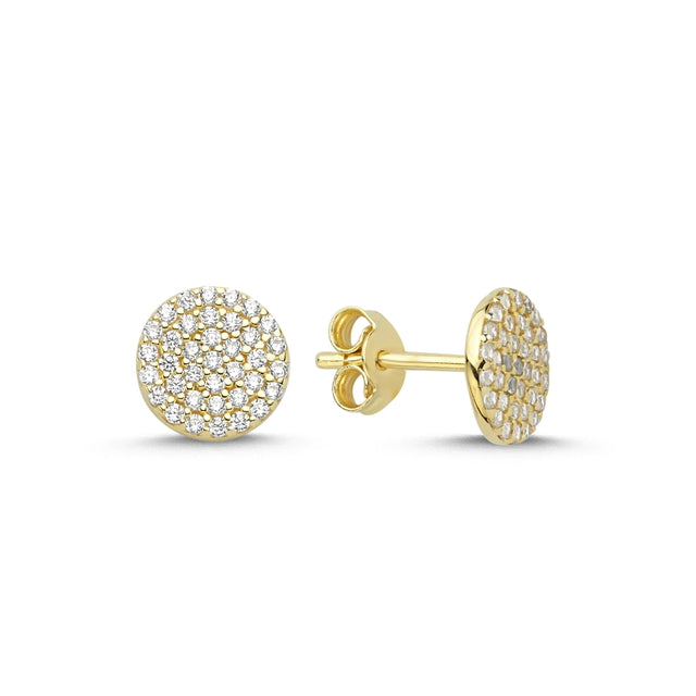 14ct Stone Set Round Ball Stud Gold Earrings
