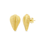 Load image into Gallery viewer, 14ct Line Leaf Gold Design Earrings