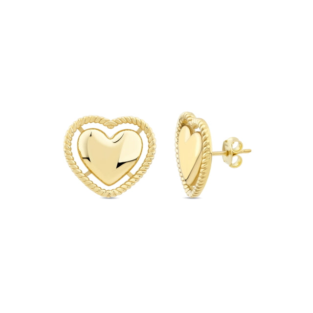 14ct Heart Design Gold Earrings