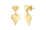 14ct Heart Drop Design Gold Earrings