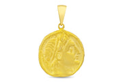 14ct Jul Sezar Cift Plaka Design Gold Pendant (Chain Not Included)