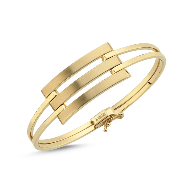 14ct Magnolia Gold Ribbed Cuff Gold Bracelet