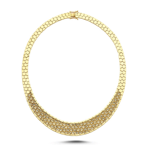 14ct Cedar Design Gold Necklace Collar