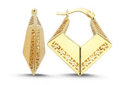 14ct Pine Design Gold Earrings