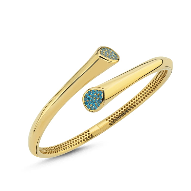 14ct Blue Poppy Design Gold Cuff Gold Bracelet