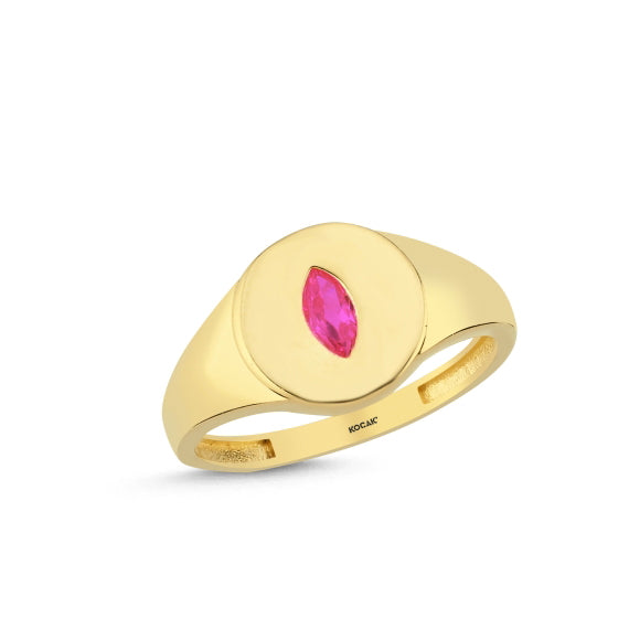 14ct Rose Stone Set Gold Ring