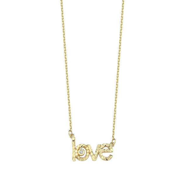 14ct Love Inscribed Design Gold Necklace