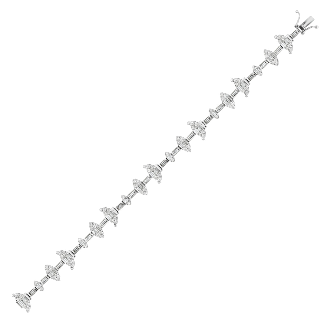 3.07 Karat Baguette Stone Set Diamond Bracelet