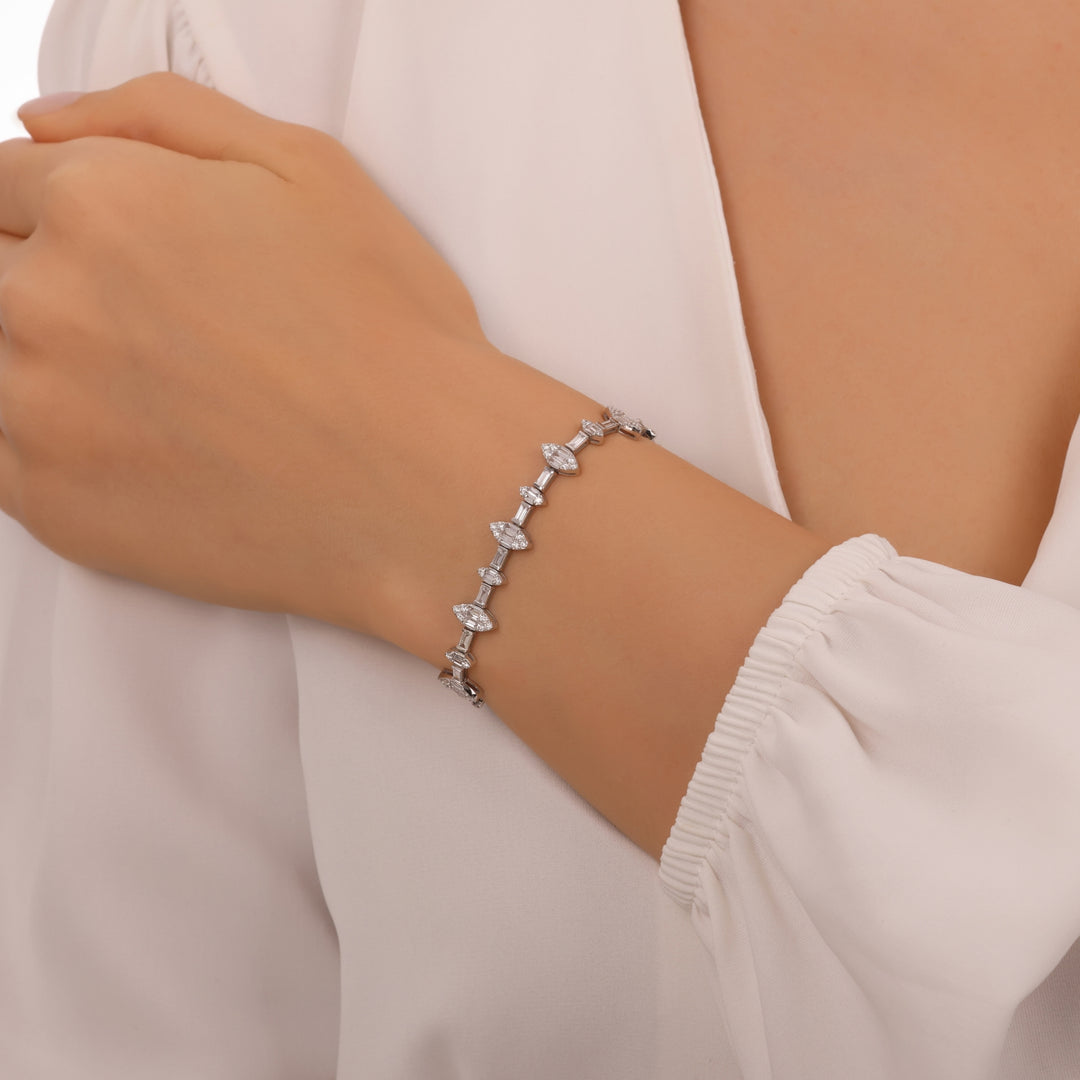 3.07 Karat Baguette Stone Set Diamond Bracelet