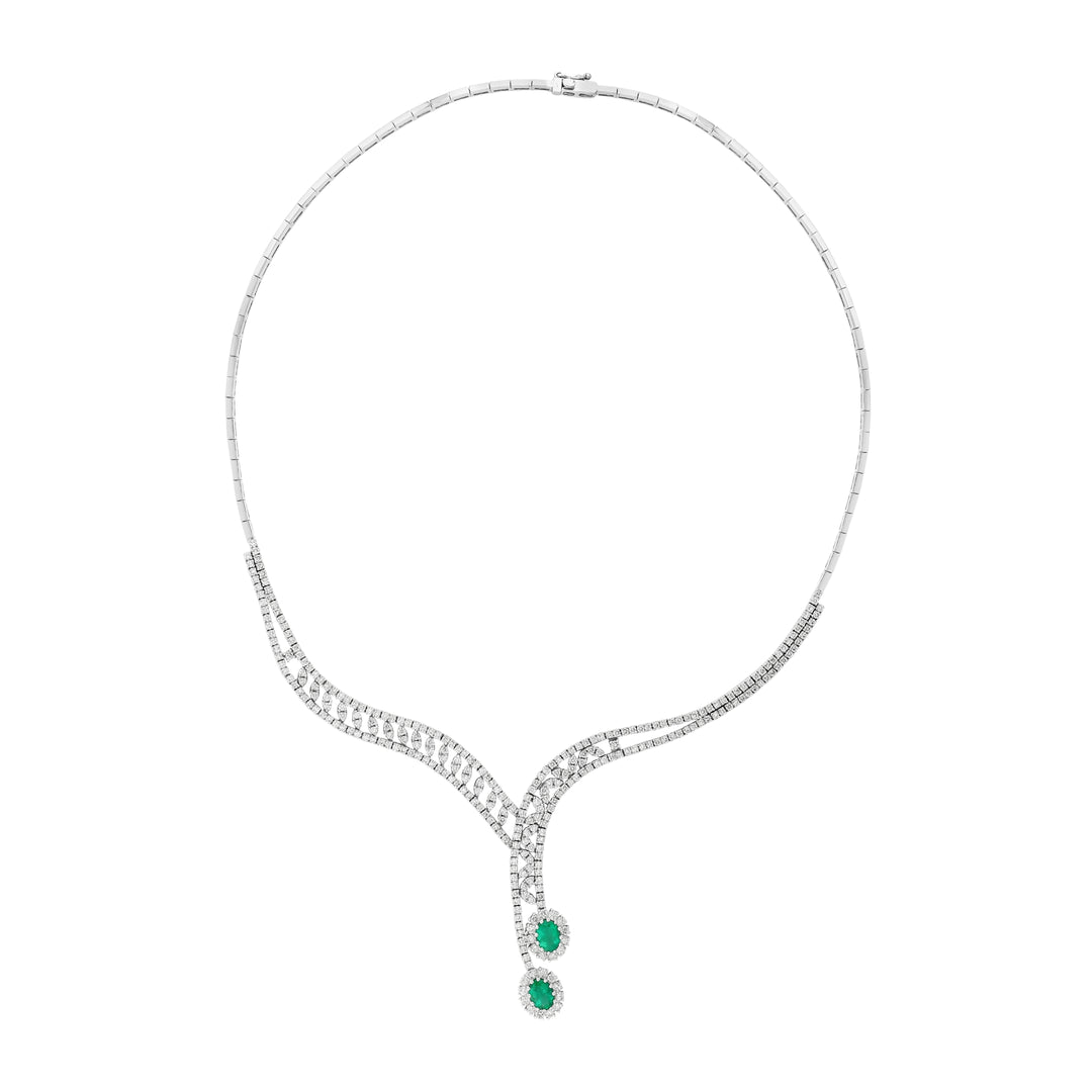 6.99 Karat Emerald Diamond Necklace