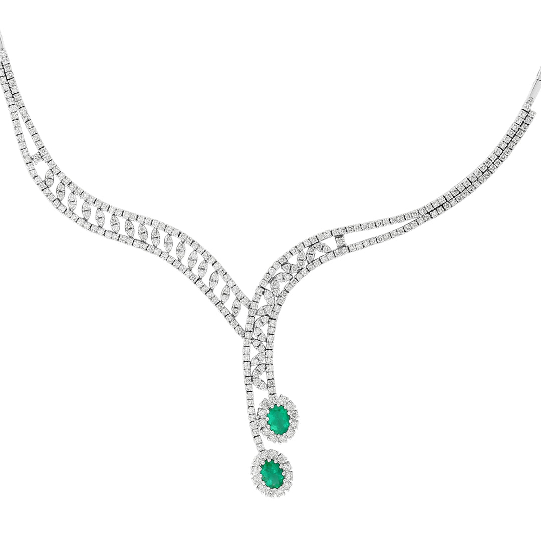 6.99 Karat Emerald Diamond Necklace