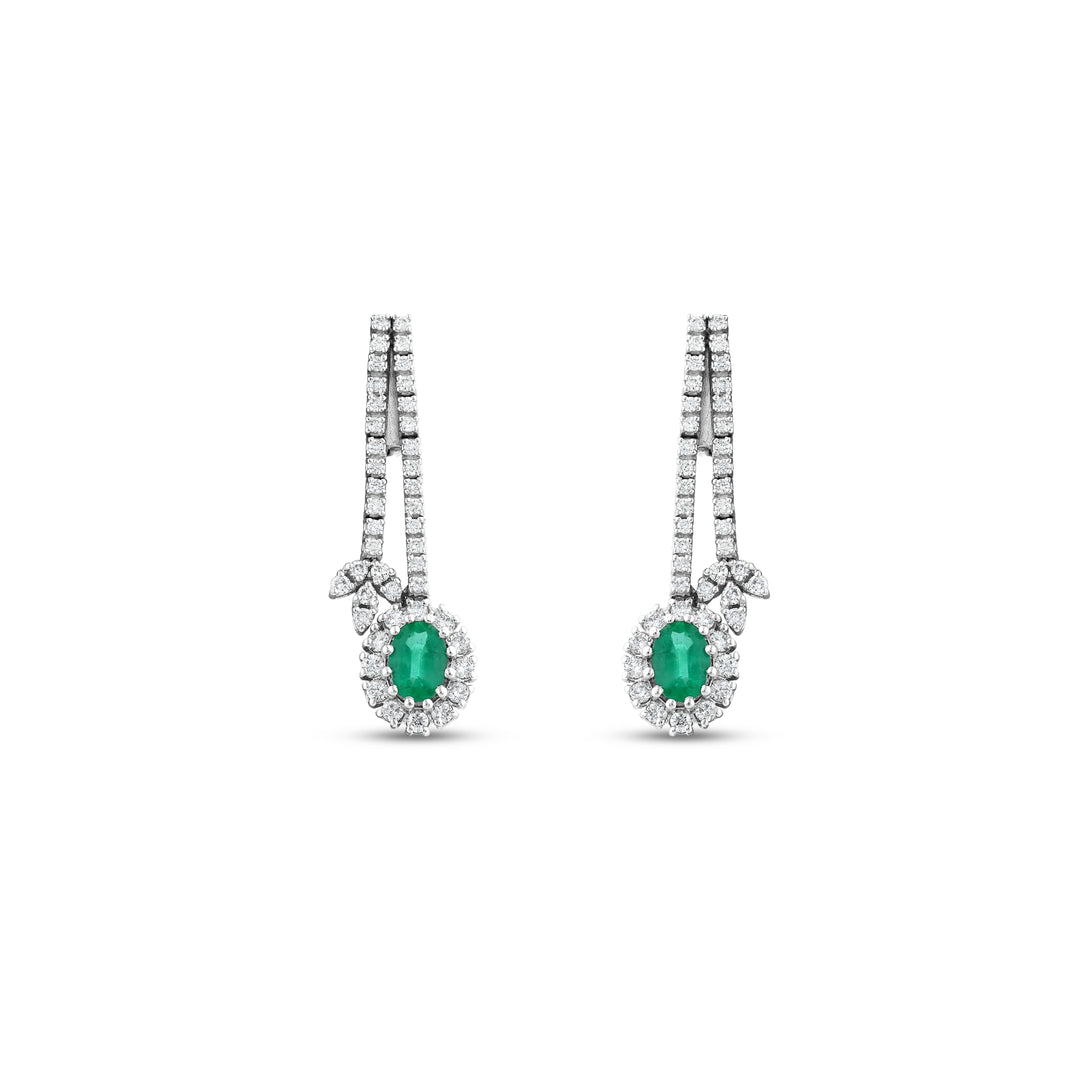 2.66 Karat Emerald Diamond Earrings