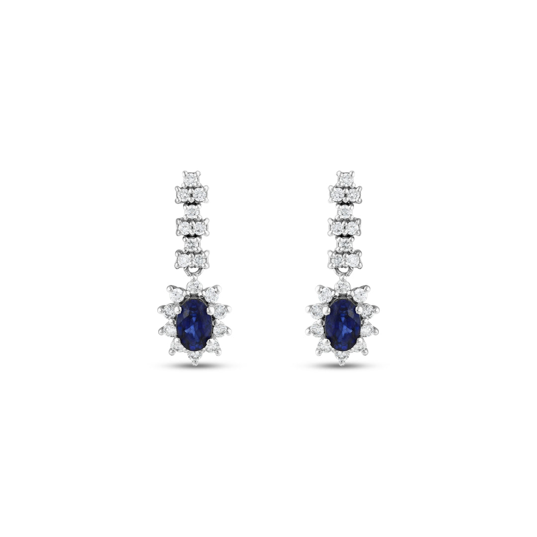 1.99 Karat Sapphire Diamond Earrings