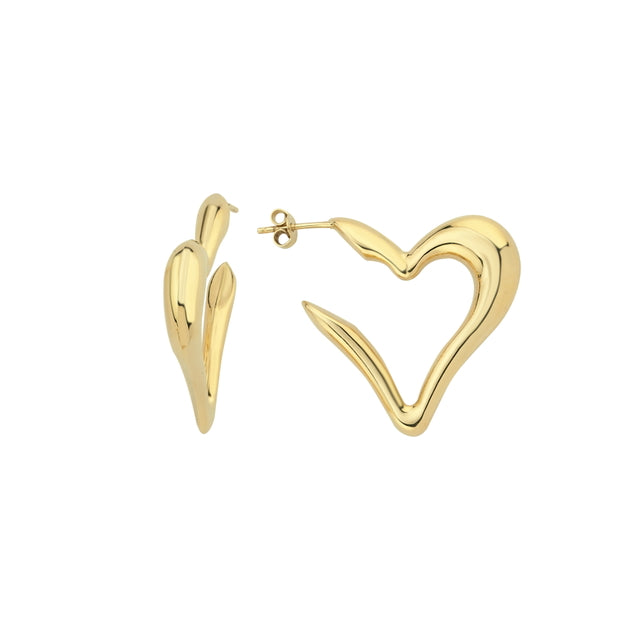 14ct Heart Design Gold Earrings
