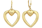 14ct Drop Heart Design Gold Earrings