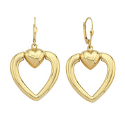 14ct Drop Heart Design Gold Earrings