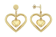 14ct Civili Drop Heart Design Gold Earrings