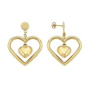 14ct Civili Drop Heart Design Gold Earrings