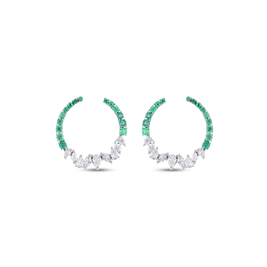 5.22 Karat Diamond Emerald Earrings