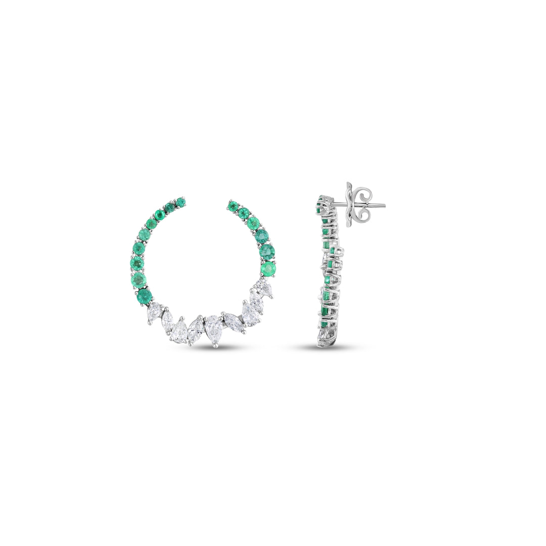 5.22 Karat Diamond Emerald Earrings