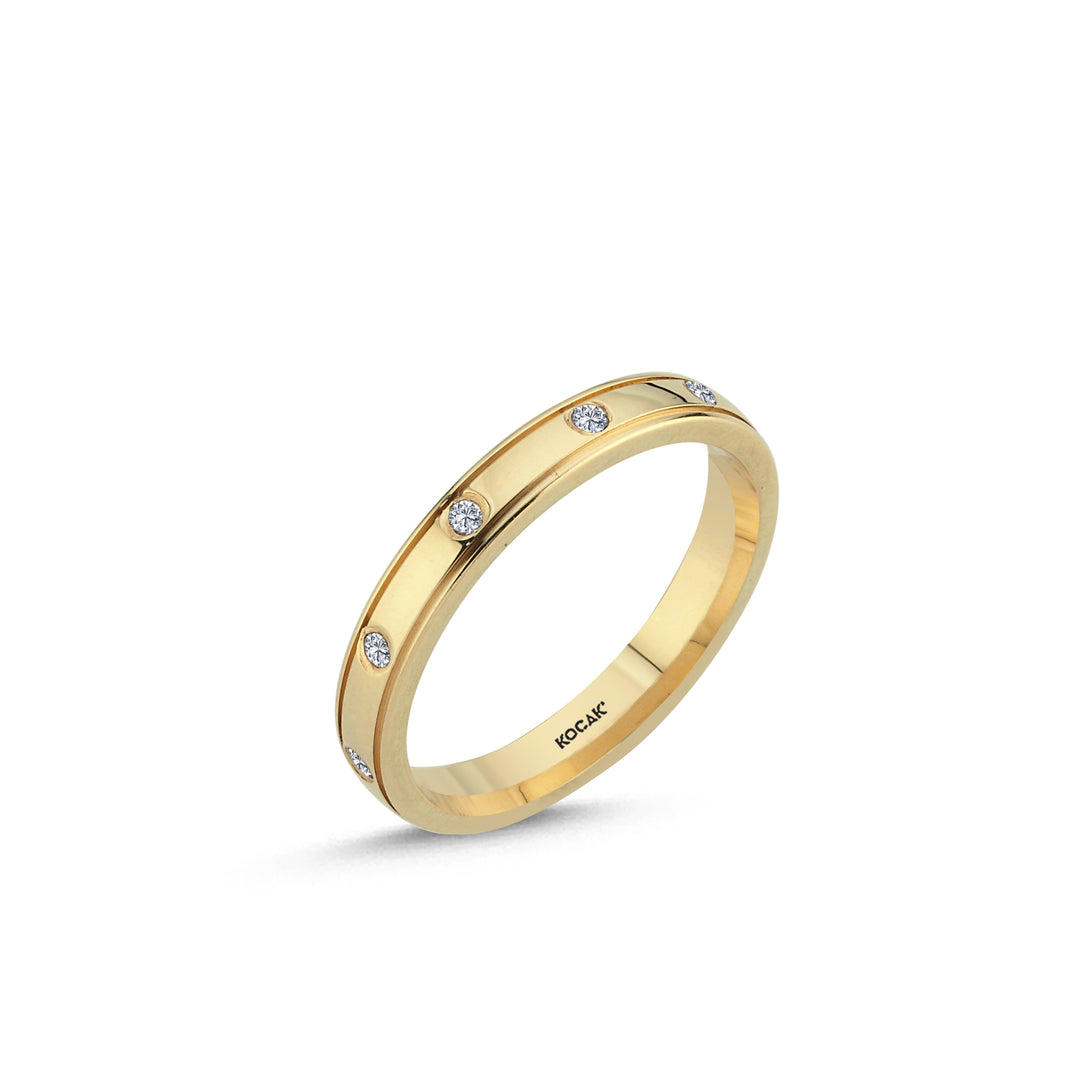 14ct 3mm Yellow Gold Stone Set Wedding Ring