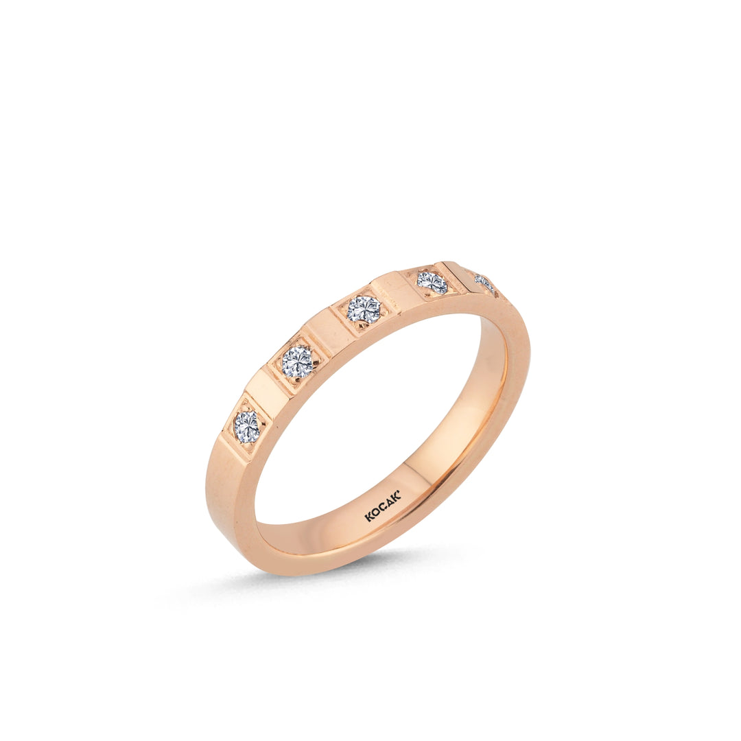 14ct 3mm Rose Gold Stone Set Wedding Ring