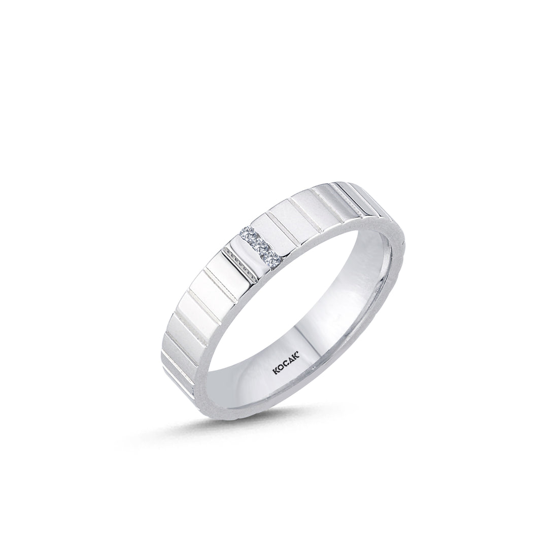 14ct 4mm White Gold Stone Set Wedding Ring