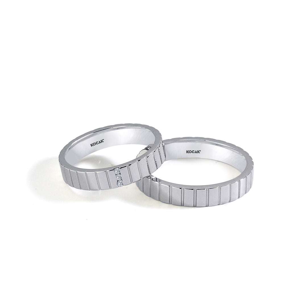 14ct 4mm White Gold Stone Set Wedding Ring