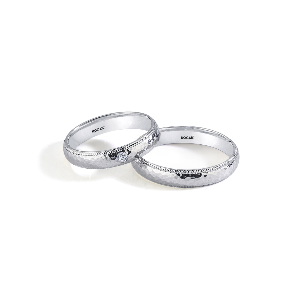 14ct 4mm White Gold Stone Set Wedding Ring