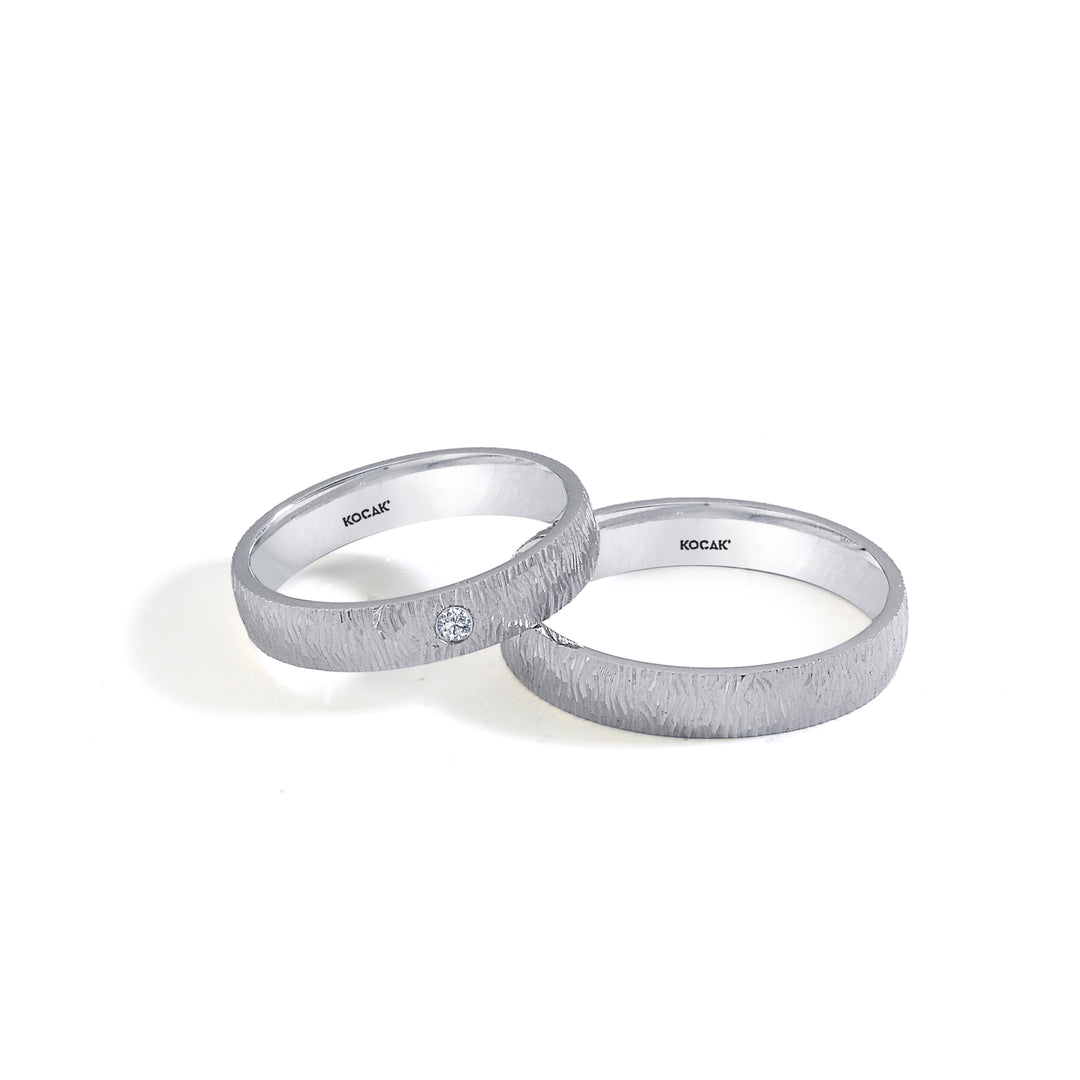 14ct 4mm White Gold Stone Set Wedding Ring
