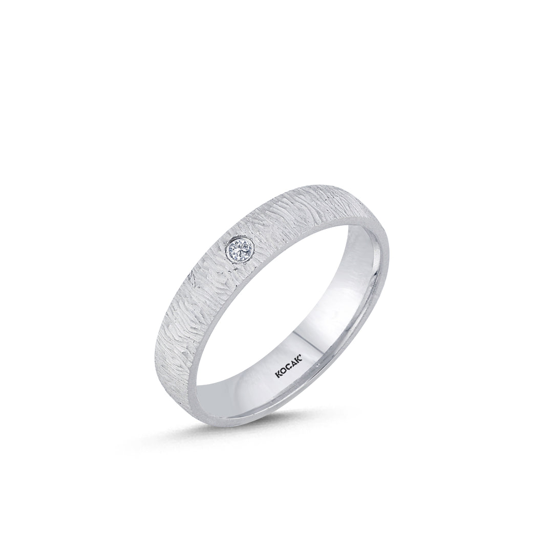 14ct 4mm White Gold Stone Set Wedding Ring