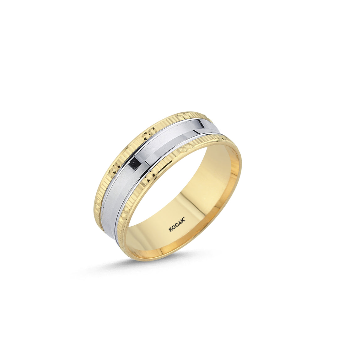 14ct 6mm Yellow & White Gold Wedding Ring